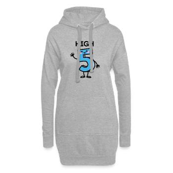 High 5 - anniversaire de numéro de dessin animé cinq ans - Sweat-shirt à capuche long Femme - gris chiné - Devant