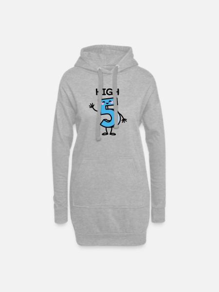 High 5 - Cartoon Nummer Geburtstag fünf Jahre alt - Hoodie-Kleid - Grau meliert