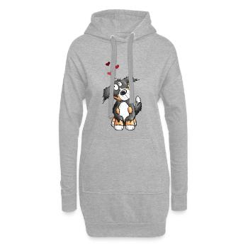 Cadeau d'un ami chien de montagne bernois dans l'amour I - Sweat-shirt à capuche long Femme - gris chiné - Devant