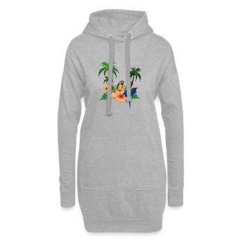 Tropisches Design mit Palmen und Papagei. - Hoodie-Kleid - Grau meliert - Vorne