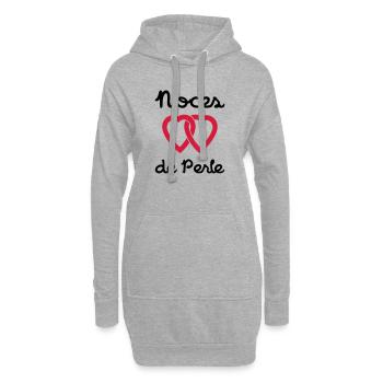Noces de Perle - Sweat-shirt à capuche long Femme - gris chiné - Devant
