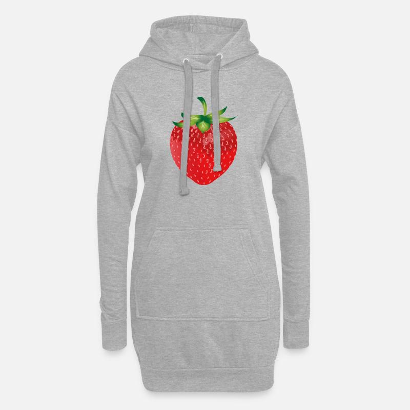 leuchtend rote frische Erdbeere - Hoodie-Kleid - Grau meliert