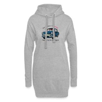  Trabi DDR Nostalgie Frauen mit Herz Pappe - Hoodie-Kleid - Grau meliert - Vorne