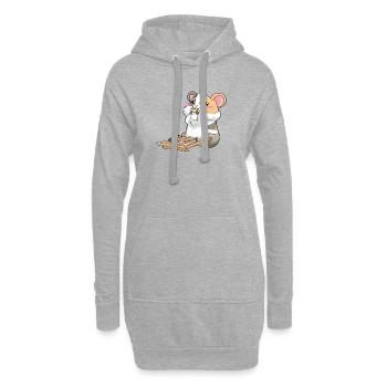 Lustiges Meerschweinchen isst Sushi - Hoodie-Kleid - Grau meliert - Vorne
