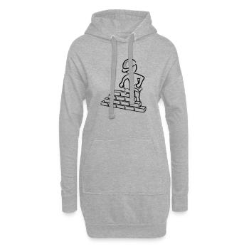 Travailleur de la construction avec truelle, mortier et mur - Sweat-shirt à capuche long Femme - gris chiné - Devant