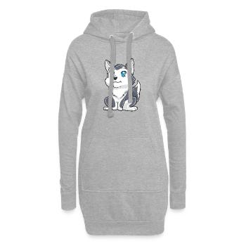 Husky Chien Kawaii - Sweat-shirt à capuche long Femme - gris chiné - Devant