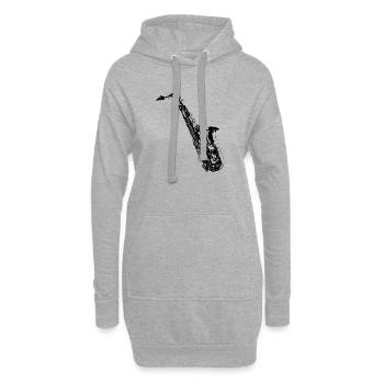 Saxophone - Musique - Orchestre - La musique c'est la vie - Sweat-shirt à capuche long Femme - gris chiné - Devant