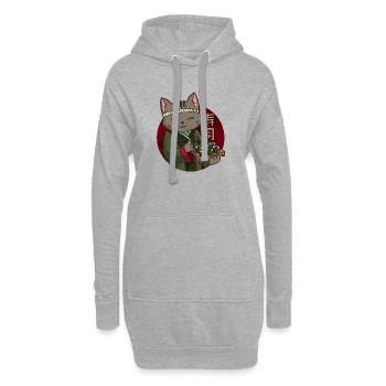 Chat Sushi Kawaii - Sweat-shirt à capuche long Femme - gris chiné - Devant