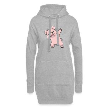 Porc Kawaii Dabbing - Sweat-shirt à capuche long Femme - gris chiné - Devant
