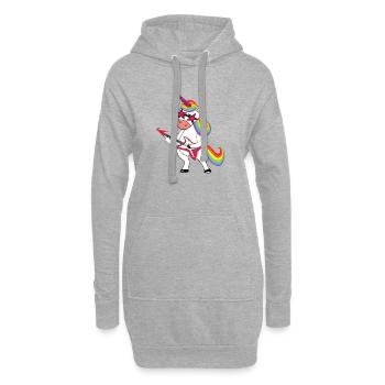 Rainbow Rock Unicorn avec guitare - Sweat-shirt à capuche long Femme - gris chiné - Devant