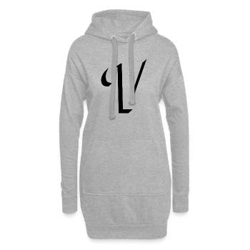 Letter V, Name, der Buchstabe V - Hoodie-Kleid - Grau meliert - Vorne