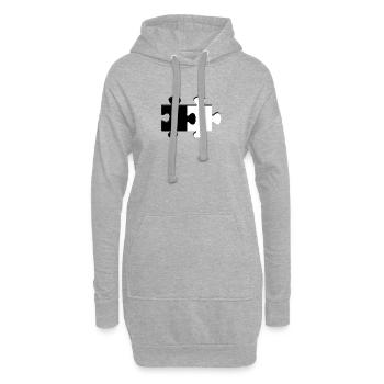 Puzzle Schwarz Weiß - Hoodie-Kleid - Grau meliert - Vorne