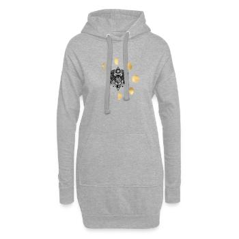Phase de lune : motif circulaire doré - Sweat-shirt à capuche long Femme - gris chiné - Devant
