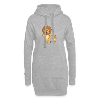 Lion avec enfant - Sweat-shirt à capuche long Femme - gris chiné - Devant