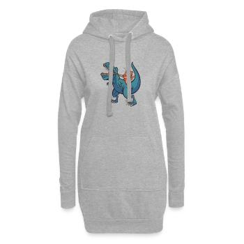Rex dinosaure chat chevauche Dino cheval chat Cat - Sweat-shirt à capuche long Femme - gris chiné - Devant