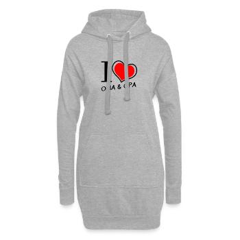 Ich liebe Oma Opa - Hoodie-Kleid - Grau meliert - Vorne