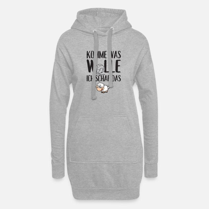 Komme was Wolle ich Schaf das - Hoodie-Kleid - Grau meliert