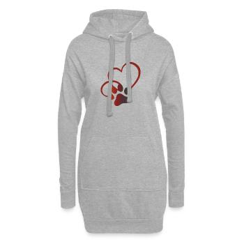 Katzenpfote mit Herz Katzenfreund Katzenliebhaber - Hoodie-Kleid - Grau meliert - Vorne