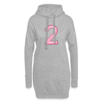 2 rose - Sweat-shirt à capuche long Femme - gris chiné - Devant