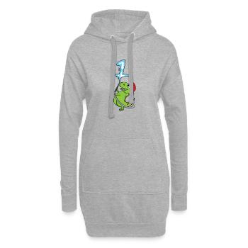 1st Birthday Dinosaur Fire Brigade Gift - Hoodie Dress - heather grey - Front