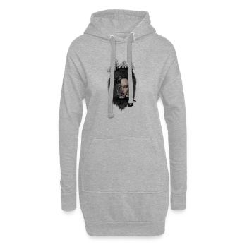 Merveilleux lion noir avec le visage d’une demi-femme - Sweat-shirt à capuche long Femme - gris chiné - Devant