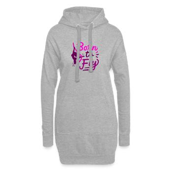 Aerial Yoga Born To Fly Zum Fliegen Geboren Tuch - Hoodie-Kleid - Grau meliert - Vorne