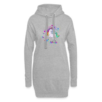 Einhorn Sterne Glitzer Regenbogen - Hoodie-Kleid - Grau meliert - Vorne