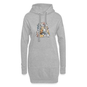 Drôle de chats Pile I Cat Friends Cadeau - Sweat-shirt à capuche long Femme - gris chiné - Devant