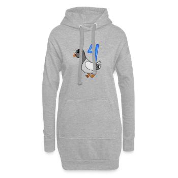 4 Jahre alt - 4. Geburtstag - Taube Vogel Motiv - Hoodie-Kleid - Grau meliert - Vorne