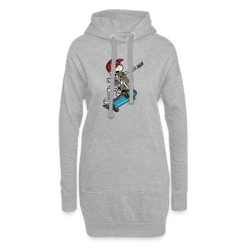 Dabbing Skelett Skateboard - Hoodie-Kleid - Grau meliert - Vorne