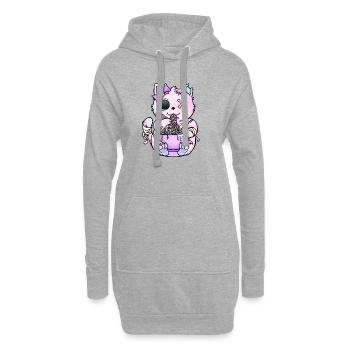 Pastel-Gothic-Katze Ramen - Hoodie-Kleid - Grau meliert - Vorne