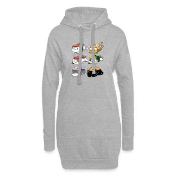 Sushi Katze Anime - Hoodie-Kleid - Grau meliert - Vorne