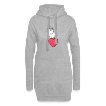 Bock auf Erdbeere - Ziege Ziegenbock - Hoodie-Kleid - Grau meliert - Vorne