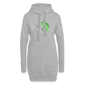 Caméléon avec bébé caméléon - Sweat-shirt à capuche long Femme - gris chiné - Devant