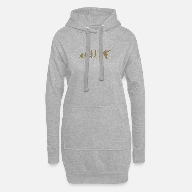 Snowboarder Evolution Geschenkidee - Hoodie-Kleid - Grau meliert