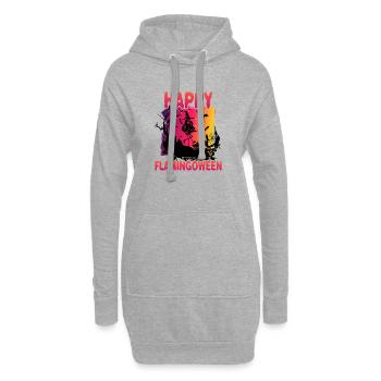 Flamingoween Flamingo avec balai - Sweat-shirt à capuche long Femme - gris chiné - Devant