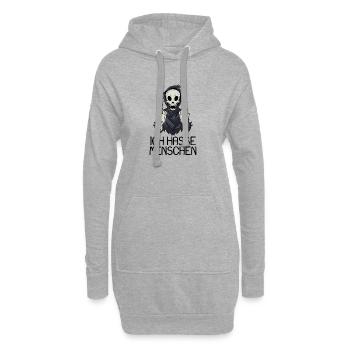 Ich hasse Menschen - Hoodie-Kleid - Grau meliert - Vorne
