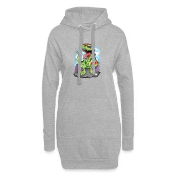 LGBT Tier Dinosaurier Regenbogen Herz - Hoodie-Kleid - Grau meliert - Vorne