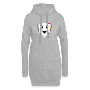 LGBT Tier Eisbär Regenbogen Herz - Hoodie-Kleid - Grau meliert - Vorne