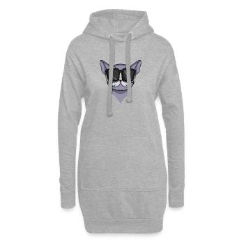 Britisch Kurzhaar Katze mit Sonnenbrille - Hoodie-Kleid - Grau meliert - Vorne