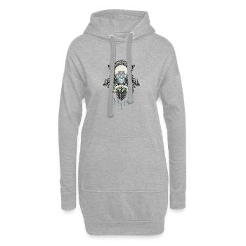 Niedliche dekorative Eule - Hoodie-Kleid - Grau meliert - Vorne