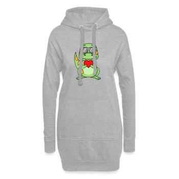 Dinosaures avec lunettes de soleil et cœur - Sweat-shirt à capuche long Femme - gris chiné - Devant
