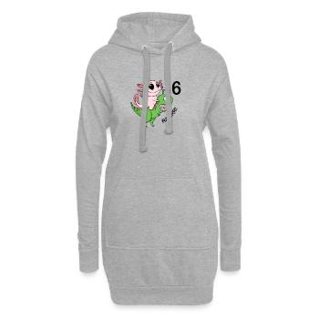 6. Geburtstag Motiv - 6 Jahre Geschenk - Hoodie-Kleid - Grau meliert - Vorne