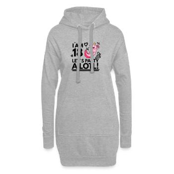 18. Geburtstag Axolotl Ich Bin 18 - Hoodie-Kleid - Grau meliert - Vorne