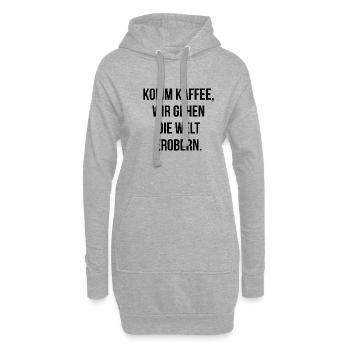 Komm Kaffee wir gehen die Welt erobern - Hoodie-Kleid - Grau meliert - Vorne