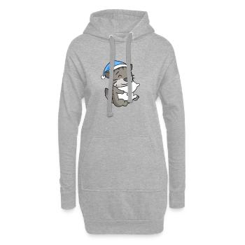 Katze Katzenrasse Sibirische Katze - Hoodie-Kleid - Grau meliert - Vorne