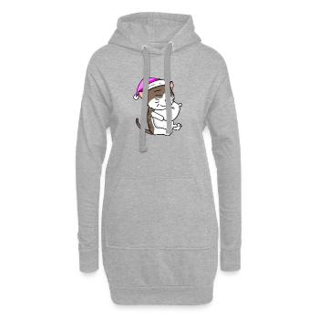 Chat race American Wirehair - Sweat-shirt à capuche long Femme - gris chiné - Devant
