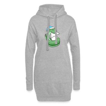 Schlange mit Kissen und Schlafmütze - Hoodie-Kleid - Grau meliert - Vorne