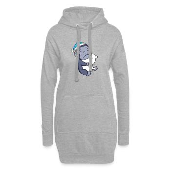 Gorille avec oreiller et bonnet de couchage - Sweat-shirt à capuche long Femme - gris chiné - Devant