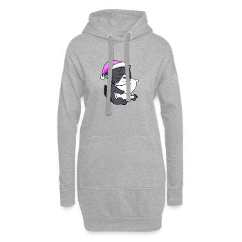 Katze Katzenrasse Norwegische Waldkatze - Hoodie-Kleid - Grau meliert - Vorne